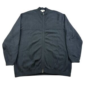 Vintage Geoffrey Beene Sweater‎ Men L Black Full Zip 100% Cotton Hong Kong Made